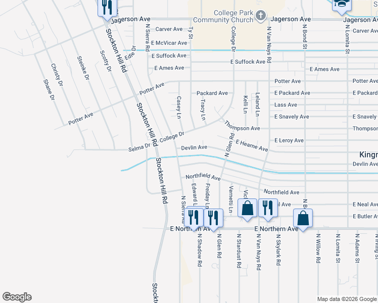 map of restaurants, bars, coffee shops, grocery stores, and more near 1460 E Devlin Ave in Kingman