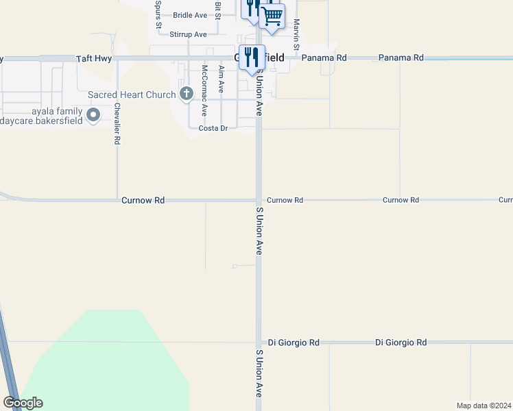map of restaurants, bars, coffee shops, grocery stores, and more near 10600 South Union Avenue in Bakersfield