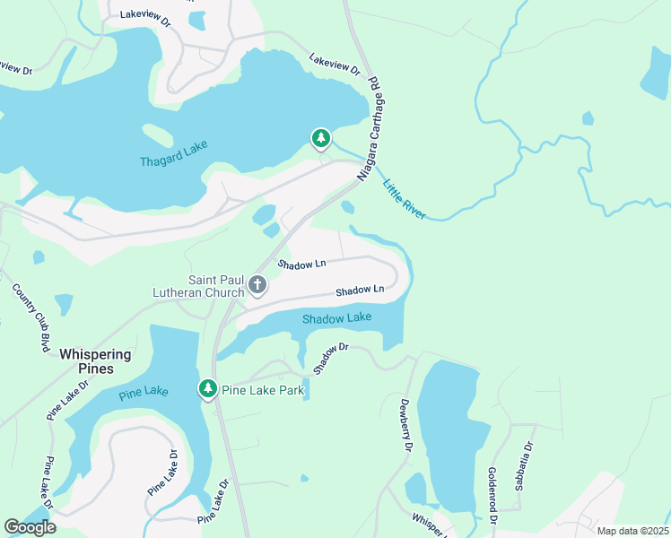 map of restaurants, bars, coffee shops, grocery stores, and more near 65 Shadow Lane in Whispering Pines