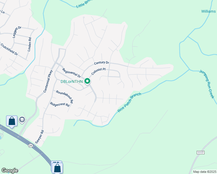 map of restaurants, bars, coffee shops, grocery stores, and more near 186 Old Glory Lane in Cameron