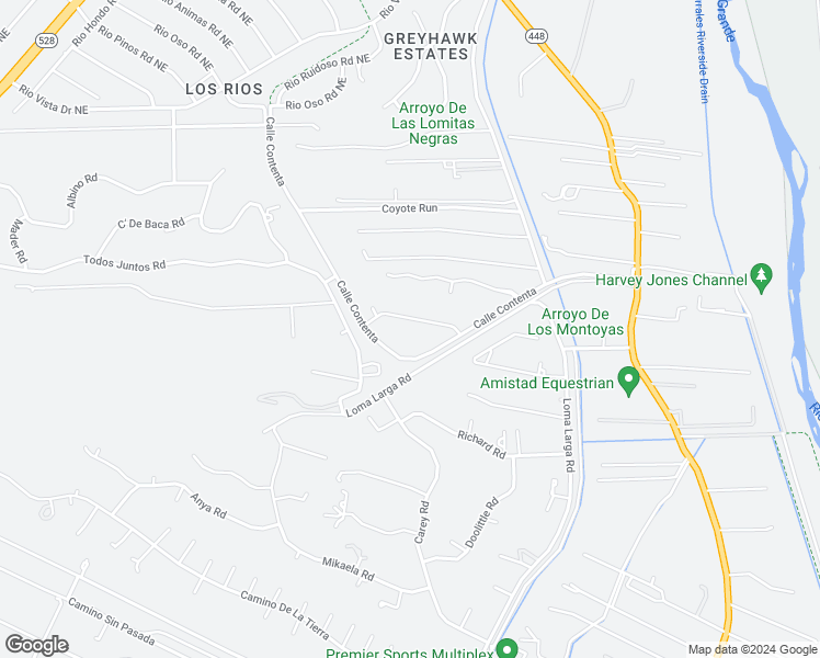 map of restaurants, bars, coffee shops, grocery stores, and more near 111 Thanes Way in Corrales