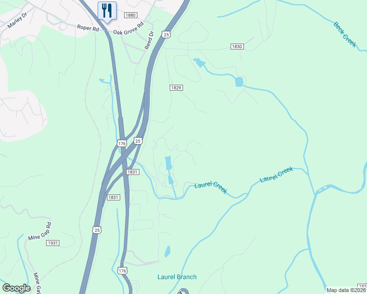 map of restaurants, bars, coffee shops, grocery stores, and more near 100 Meadowcrest Drive in Flat Rock