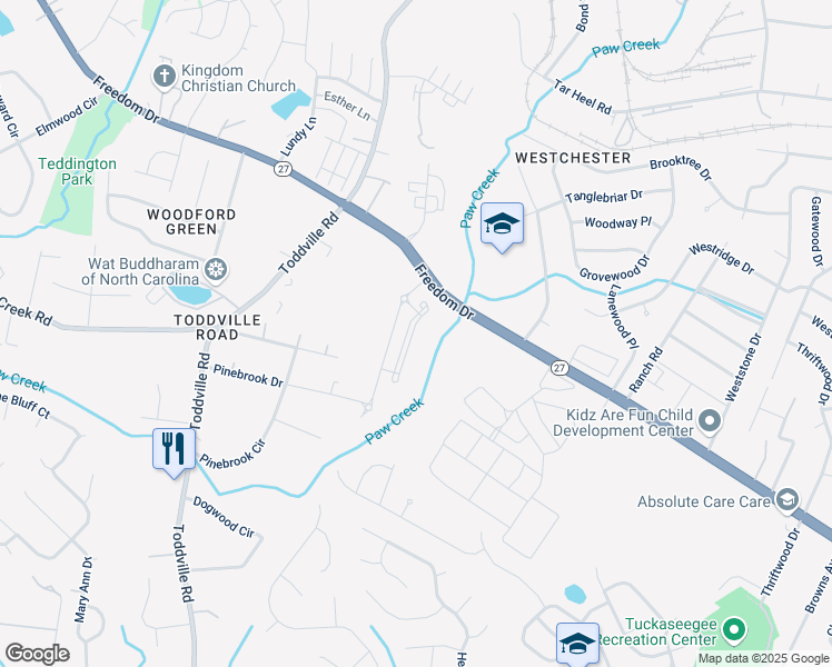 map of restaurants, bars, coffee shops, grocery stores, and more near 5035 Freedom Drive in Charlotte