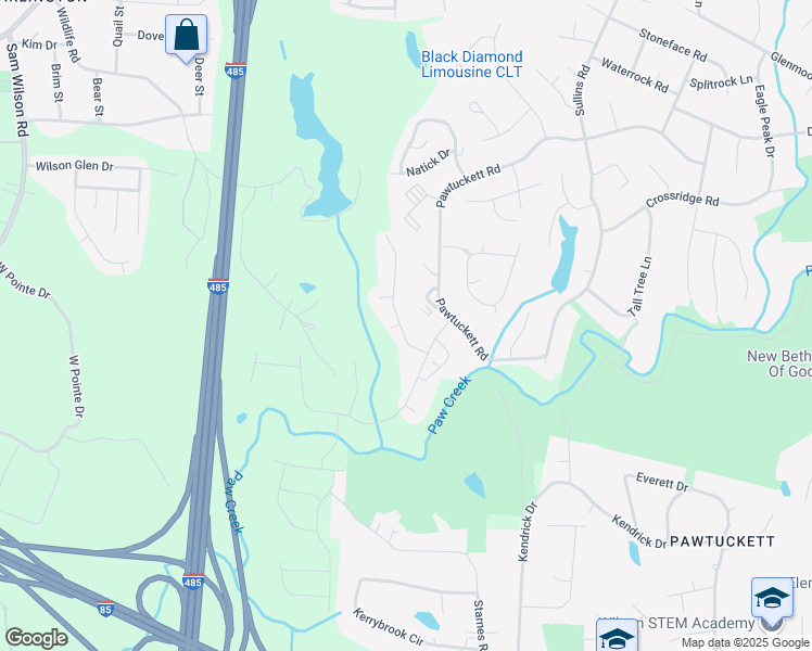 map of restaurants, bars, coffee shops, grocery stores, and more near 8235 Paw Valley Lane in Charlotte