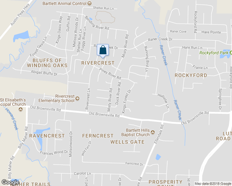 map of restaurants, bars, coffee shops, grocery stores, and more near 4891 Duck River Road in Memphis