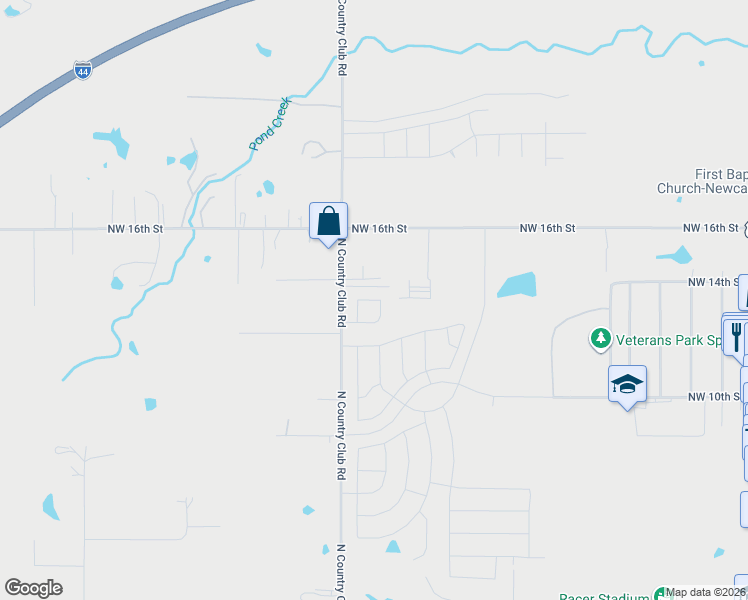 map of restaurants, bars, coffee shops, grocery stores, and more near 1317 North Country Club Road in Newcastle