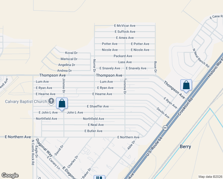 map of restaurants, bars, coffee shops, grocery stores, and more near 3831 East Hearne Avenue in Kingman