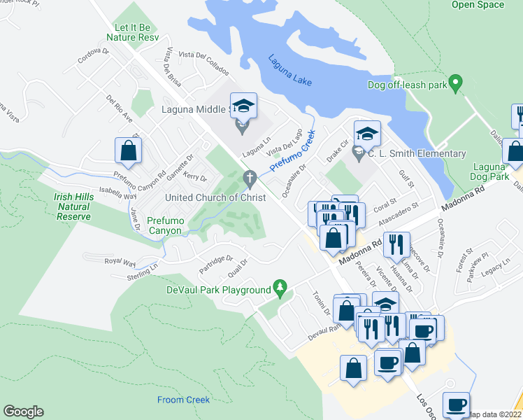 map of restaurants, bars, coffee shops, grocery stores, and more near 11341 Los Osos Valley Road in San Luis Obispo