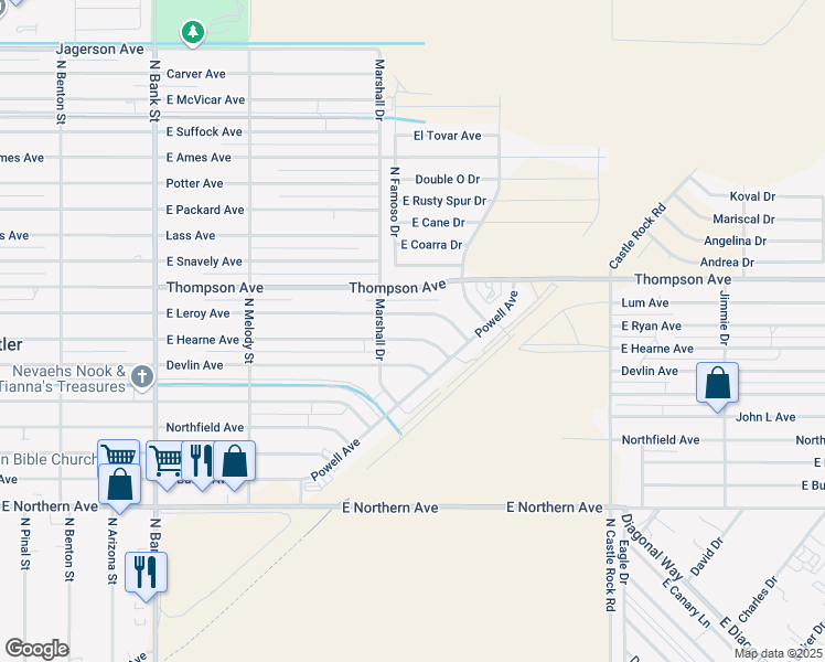 map of restaurants, bars, coffee shops, grocery stores, and more near 3278 East Hearne Avenue in Kingman