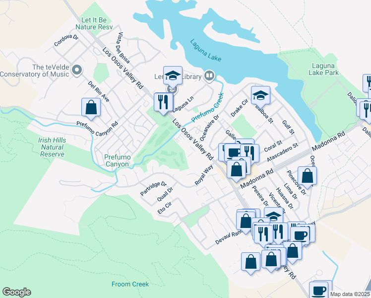 map of restaurants, bars, coffee shops, grocery stores, and more near 11341 Los Osos Valley Road in San Luis Obispo