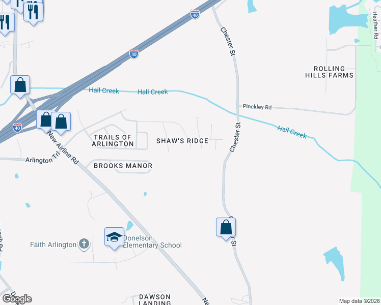 map of restaurants, bars, coffee shops, grocery stores, and more near 4890 Longleaf Oak Cove in Arlington