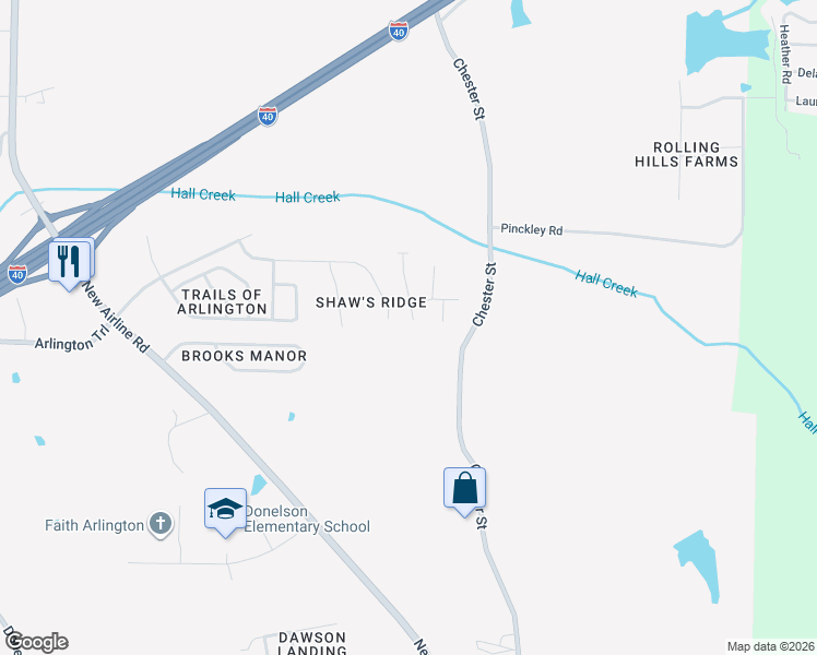 map of restaurants, bars, coffee shops, grocery stores, and more near 4890 Longleaf Oak Cove in Arlington