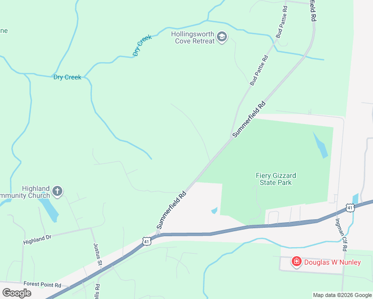 map of restaurants, bars, coffee shops, grocery stores, and more near Summerfield Road in Monteagle