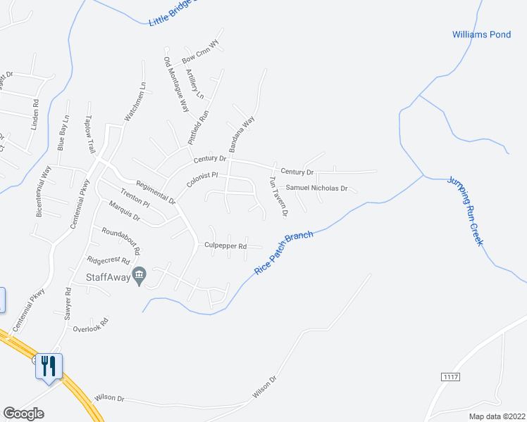 map of restaurants, bars, coffee shops, grocery stores, and more near 450 Colonist Place in Cameron