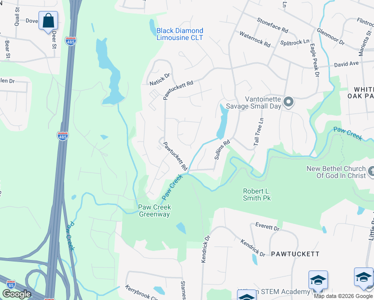 map of restaurants, bars, coffee shops, grocery stores, and more near 4515 Merryvale Forest Drive in Charlotte
