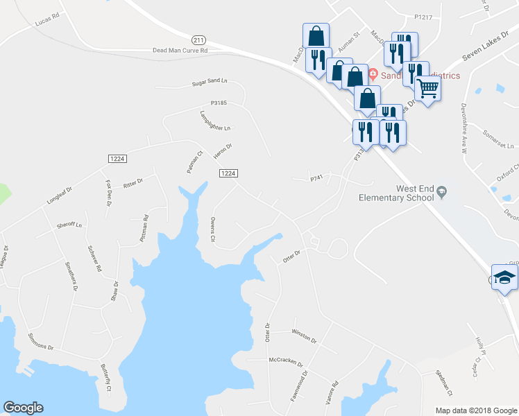 map of restaurants, bars, coffee shops, grocery stores, and more near 107 Longleaf Drive in West End