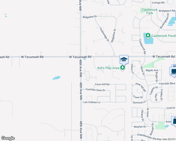 map of restaurants, bars, coffee shops, grocery stores, and more near 4725 Enclave Lane in Norman