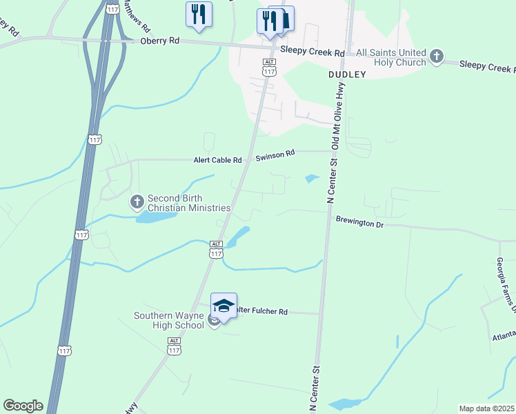 map of restaurants, bars, coffee shops, grocery stores, and more near 4705 South U.S. 117 Alternate Highway in Dudley