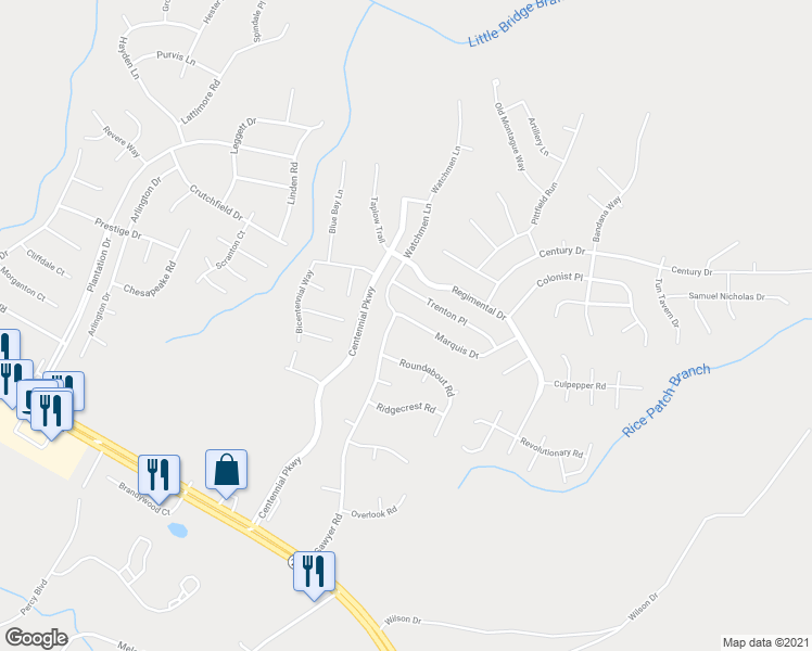 map of restaurants, bars, coffee shops, grocery stores, and more near 164 Marquis Drive in Cameron