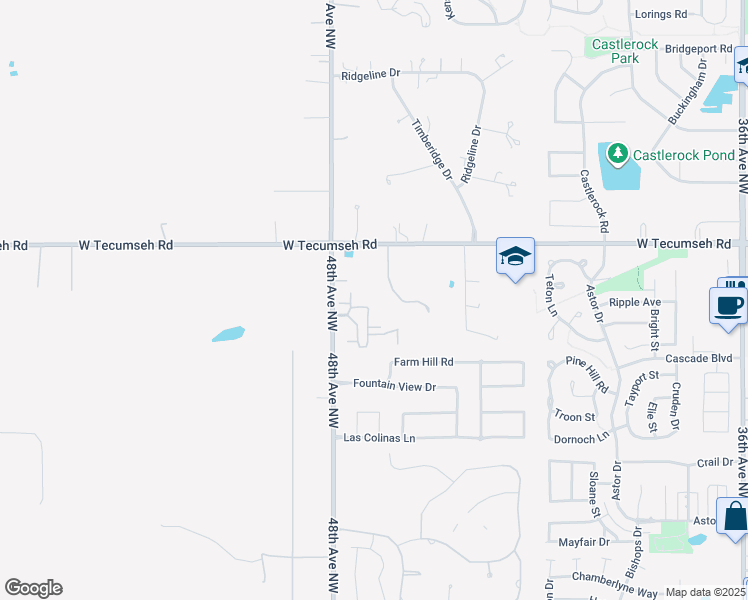 map of restaurants, bars, coffee shops, grocery stores, and more near 4721 Enclave Lane in Norman