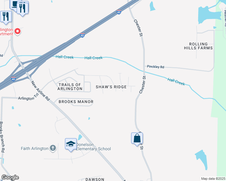 map of restaurants, bars, coffee shops, grocery stores, and more near 4903 Longleaf Oak Cove in Arlington