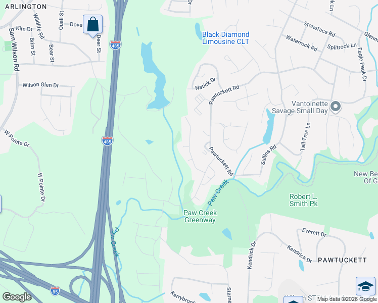map of restaurants, bars, coffee shops, grocery stores, and more near 8403 Paw Valley Lane in Charlotte