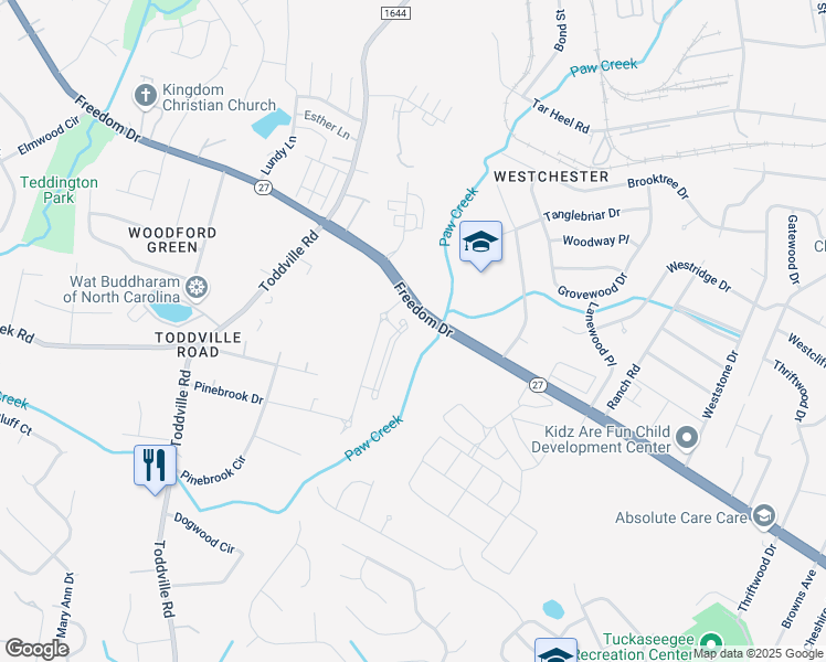 map of restaurants, bars, coffee shops, grocery stores, and more near 5035 Freedom Drive in Charlotte