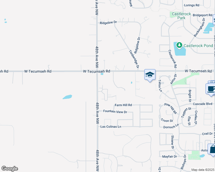 map of restaurants, bars, coffee shops, grocery stores, and more near 4721 Enclave Lane in Norman