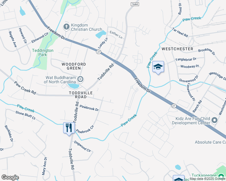 map of restaurants, bars, coffee shops, grocery stores, and more near 1735 Toddville Rd in Charlotte