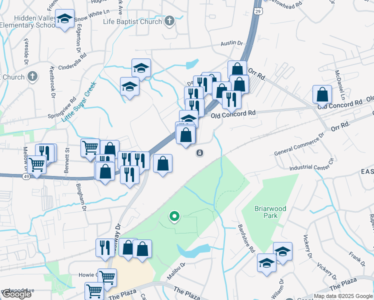 map of restaurants, bars, coffee shops, grocery stores, and more near 5430 North Tryon Street in Charlotte