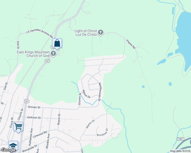 map of restaurants, bars, coffee shops, grocery stores, and more near 5004 State Road 1387 in Bessemer City