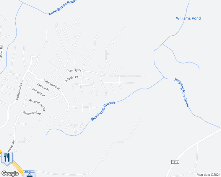 map of restaurants, bars, coffee shops, grocery stores, and more near 38 Quatrefoil Court in Cameron