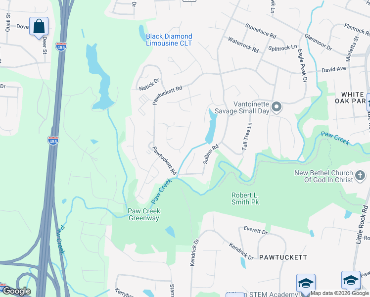 map of restaurants, bars, coffee shops, grocery stores, and more near in Charlotte