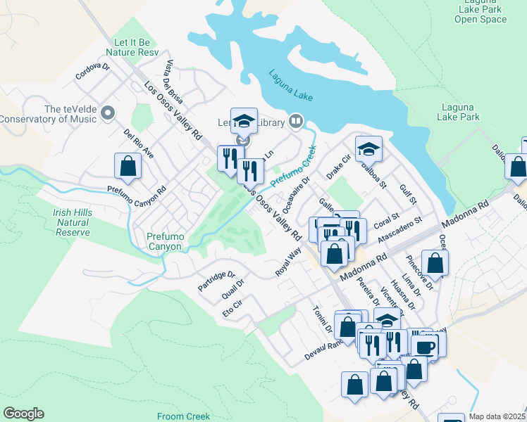 map of restaurants, bars, coffee shops, grocery stores, and more near 11295 Los Osos Valley Road in San Luis Obispo
