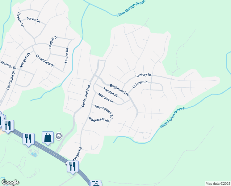 map of restaurants, bars, coffee shops, grocery stores, and more near 177 Trenton Place in Cameron