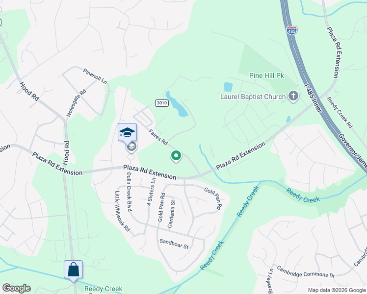 map of restaurants, bars, coffee shops, grocery stores, and more near 8768 Faires Road in Charlotte