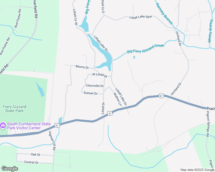 map of restaurants, bars, coffee shops, grocery stores, and more near 202 Littell Drive in Tracy City