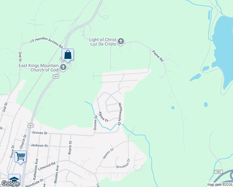 map of restaurants, bars, coffee shops, grocery stores, and more near 5004 State Road 1387 in Bessemer City