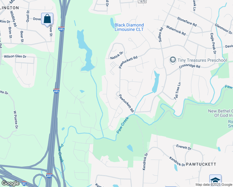 map of restaurants, bars, coffee shops, grocery stores, and more near 9108 Black Heath Circle in Charlotte