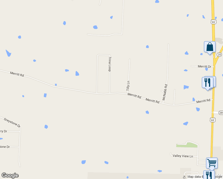 map of restaurants, bars, coffee shops, grocery stores, and more near 4 Trina Loop in Greenbrier