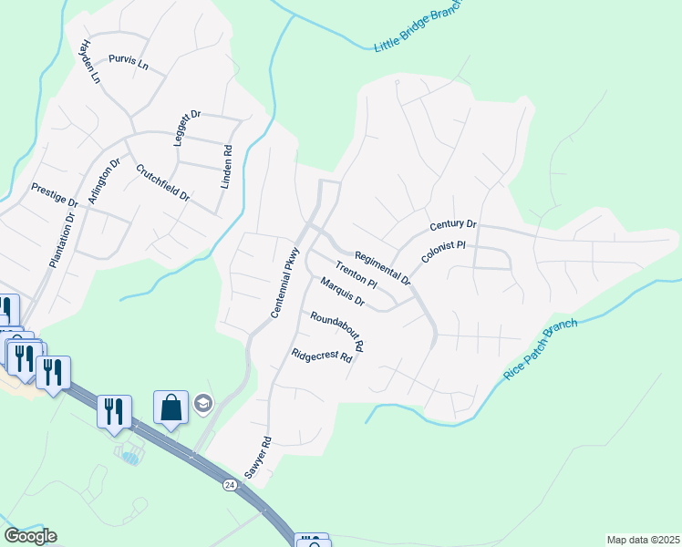 map of restaurants, bars, coffee shops, grocery stores, and more near 100 Trenton Place in Cameron