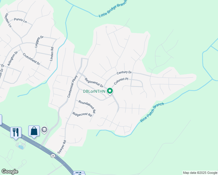map of restaurants, bars, coffee shops, grocery stores, and more near 15 Colonist Place in Cameron