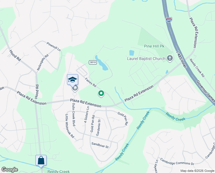 map of restaurants, bars, coffee shops, grocery stores, and more near 8768 Faires Road in Charlotte