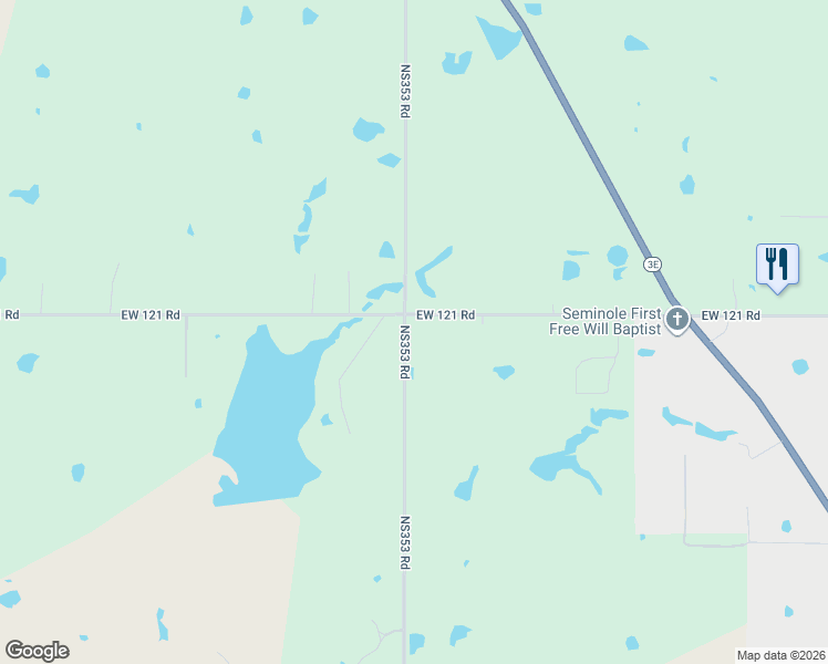 map of restaurants, bars, coffee shops, grocery stores, and more near 12102 North 353 Road in Seminole