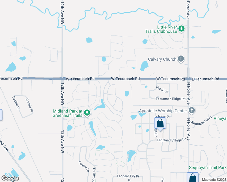 map of restaurants, bars, coffee shops, grocery stores, and more near 3512 Crampton Gap Way in Norman