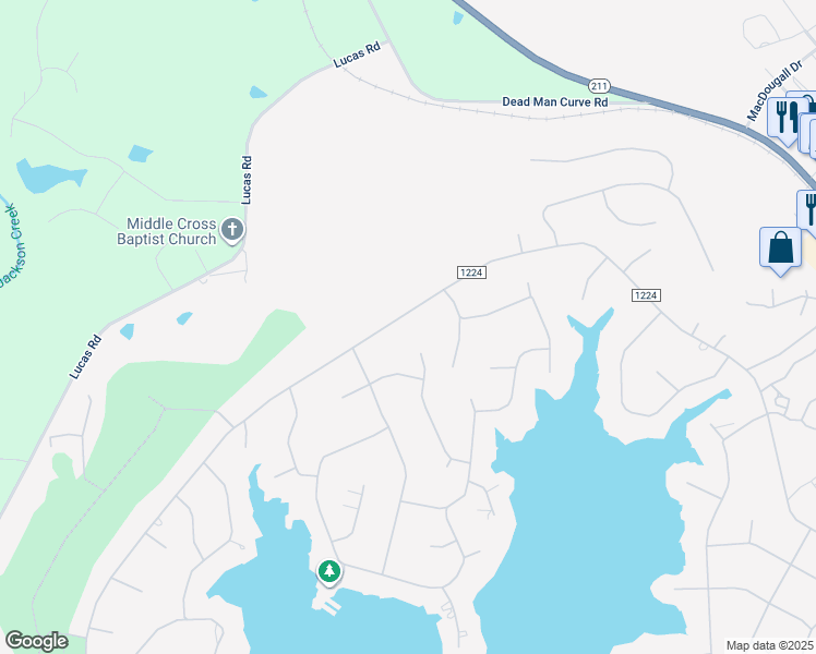 map of restaurants, bars, coffee shops, grocery stores, and more near 147 Longleaf Drive in Seven Lakes