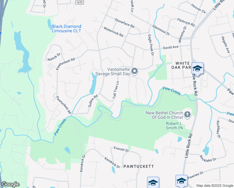 map of restaurants, bars, coffee shops, grocery stores, and more near 7217 Tall Tree Ln in Charlotte