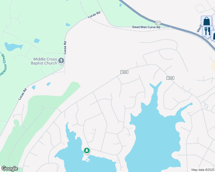 map of restaurants, bars, coffee shops, grocery stores, and more near 147 Longleaf Drive in Seven Lakes