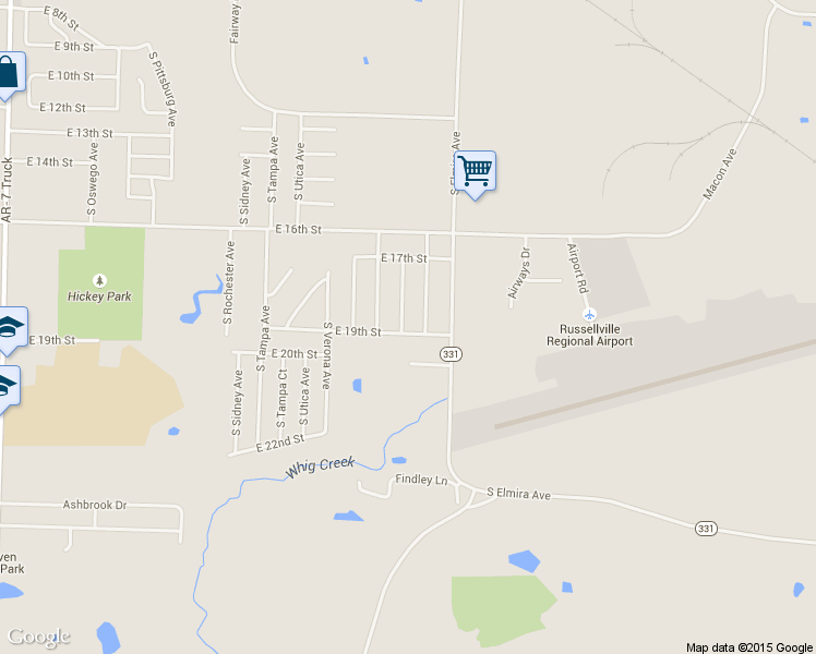 map of restaurants, bars, coffee shops, grocery stores, and more near 1813 South Columbus Avenue in Russellville
