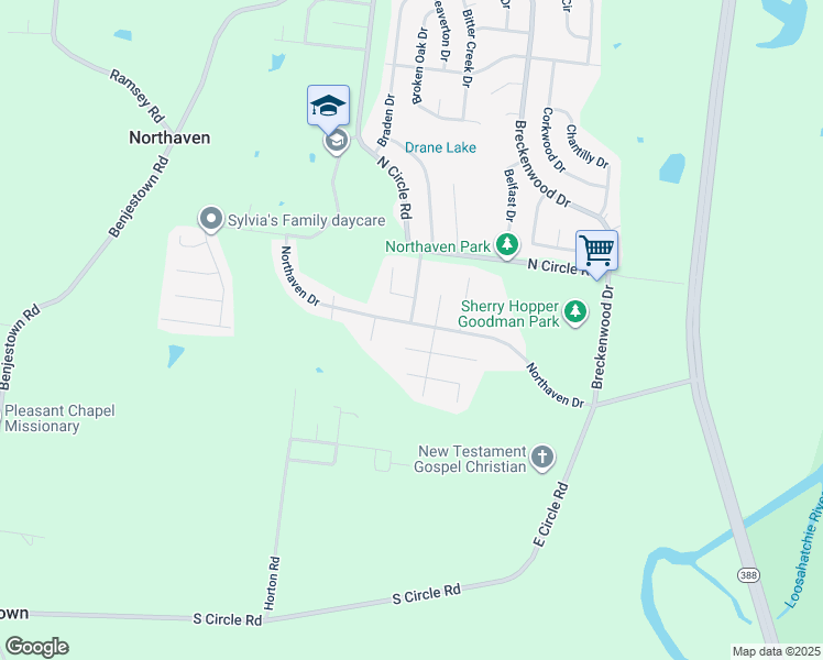 map of restaurants, bars, coffee shops, grocery stores, and more near 747 Northaven Drive in Memphis
